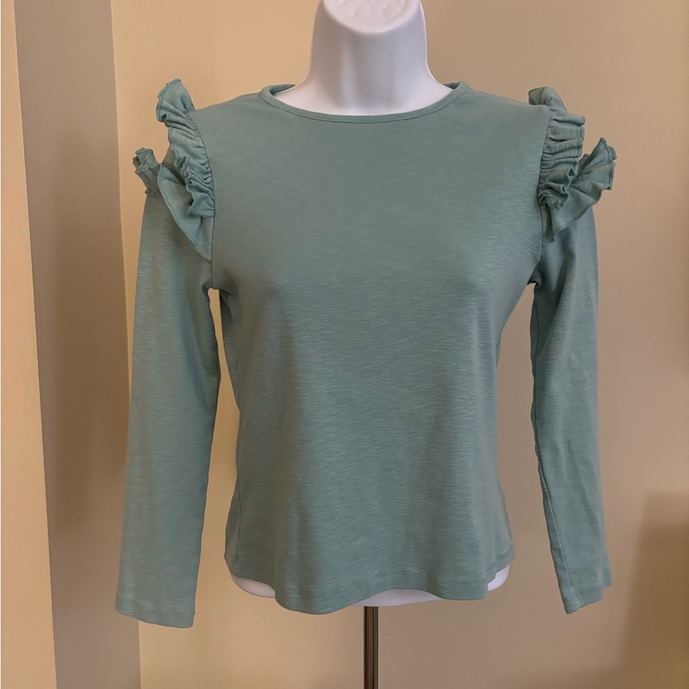 Kids Long Sleeve Top with Ruffled Shoulders